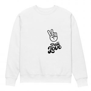 Unisex eco sweatshirt PALI LOVE BLACK ON WHITE